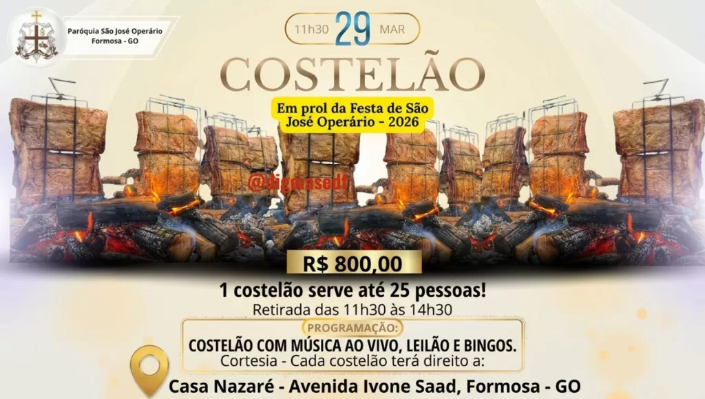 Churrasco de costelão fogo de chão para a Festa de São José Operário em Formosa, Goiás